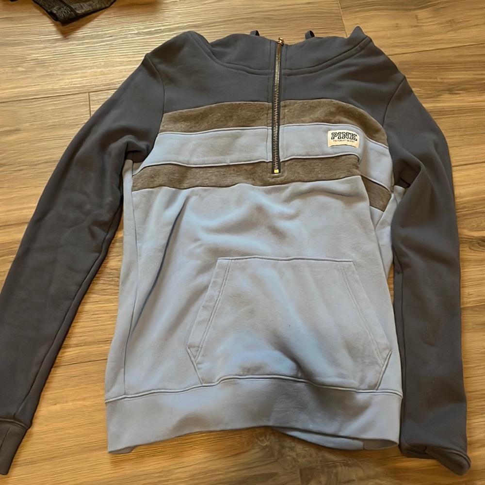pink quarter zip with hoodie